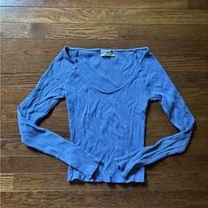 Urban Outfitters Blue Long Sleeve Ribbed Fitted shirt